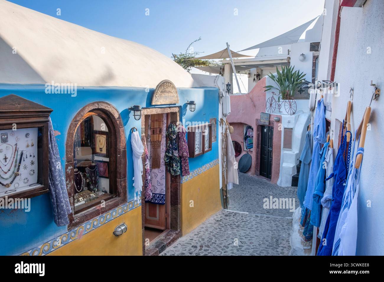 Shops in Oia, Santorini Island, Greece Stock Photo