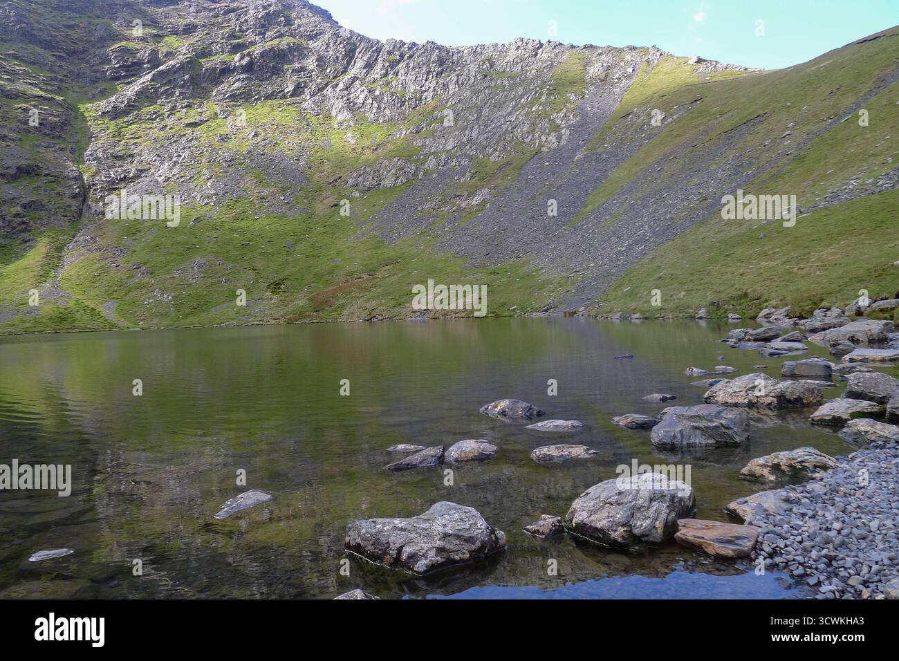 A clam fresh water mountain lake in the UK Stock Photo
