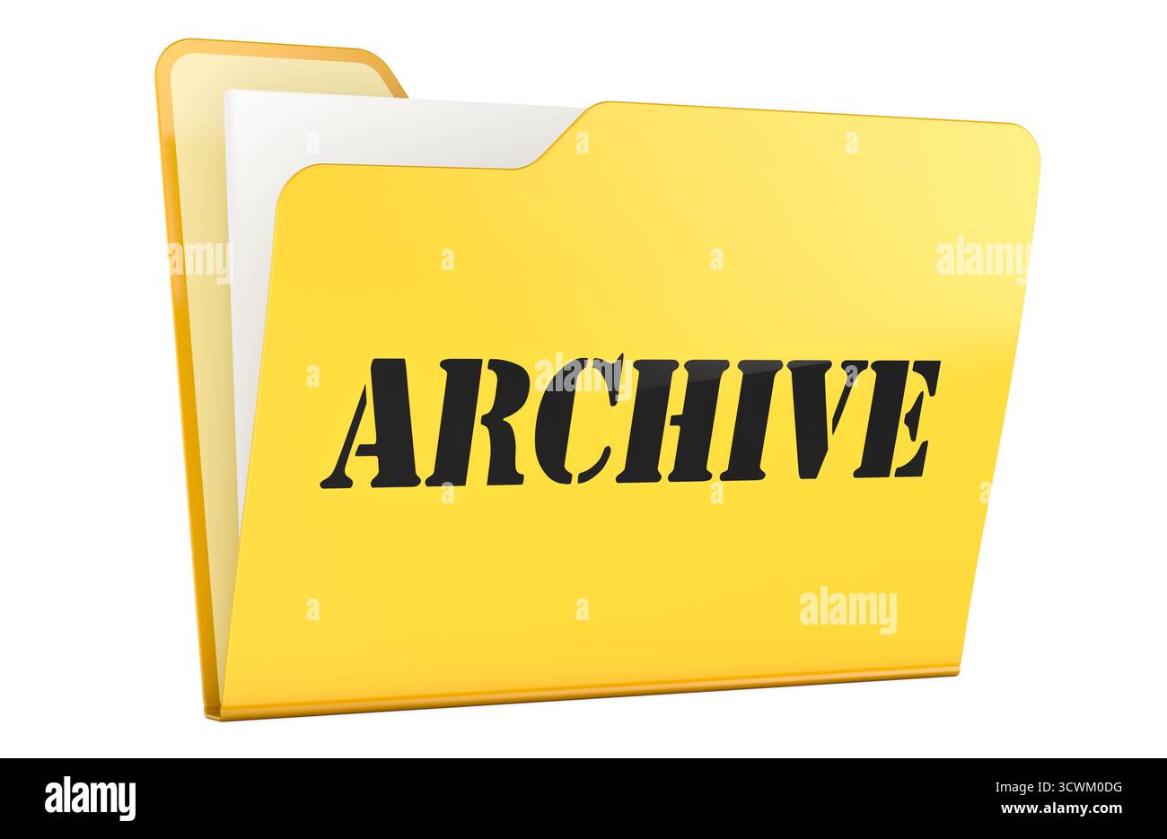 Archive, yellow folder. 3D rendering isolated on white background Stock Photo