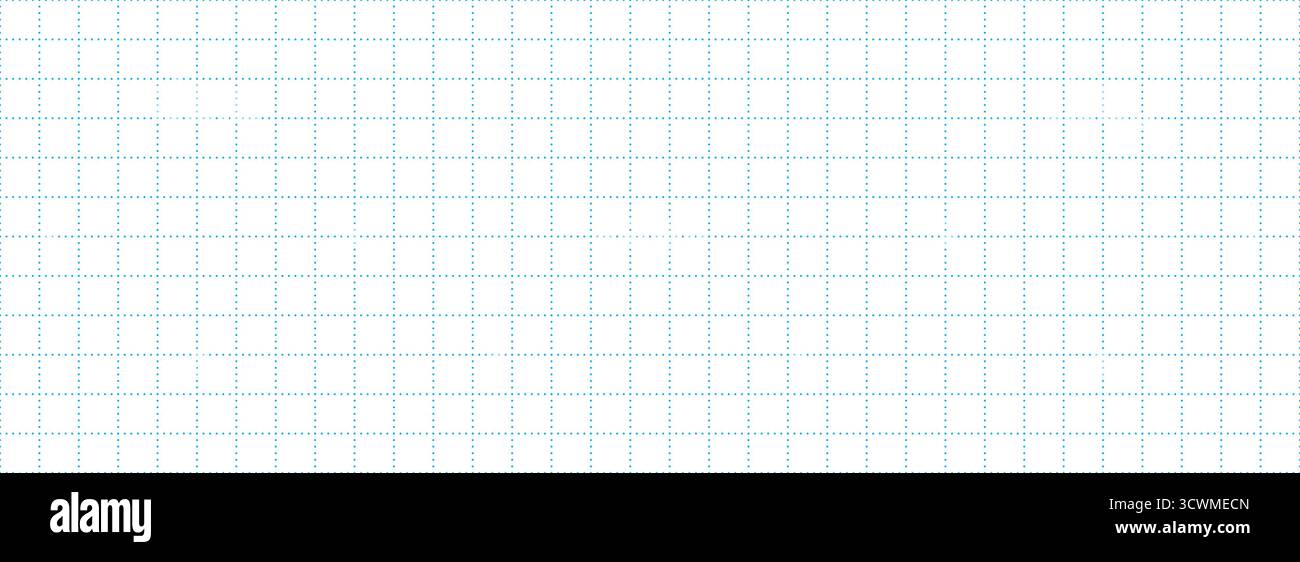 Planer page with blue dotted square grid. Seamless checkered paper pattern. Bullet journal notebook background. Simple squared graph texture. School math lined sheet wallpaper. Vector Stock Vector