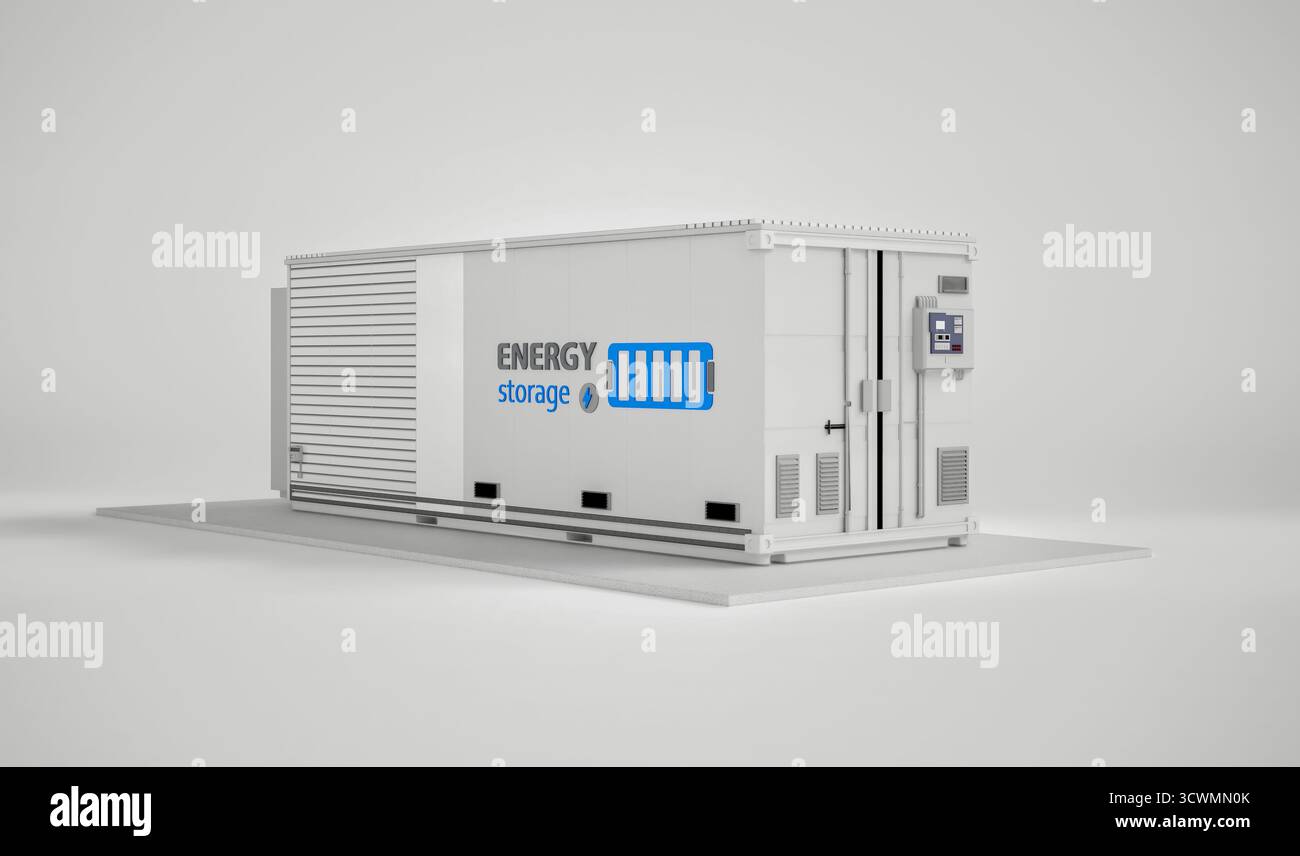 3d rendering energy storage system or battery container unit Stock Photo