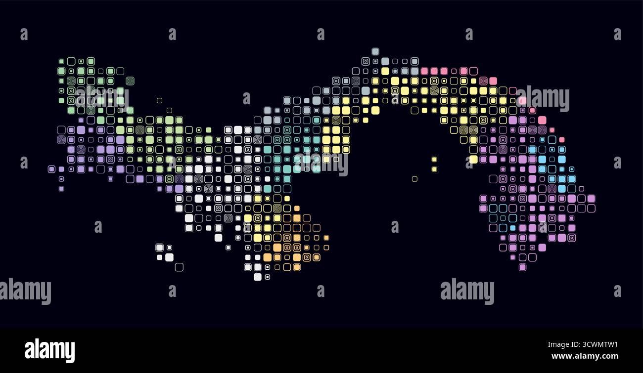 Panama, shape of the country built of colored cells. Digital style map ...