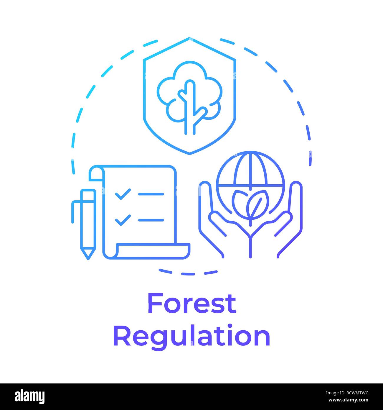 Forest regulation blue gradient concept icon Stock Vector