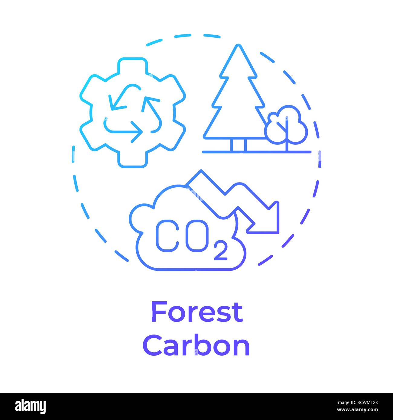 Forest carbon blue gradient concept icon Stock Vector