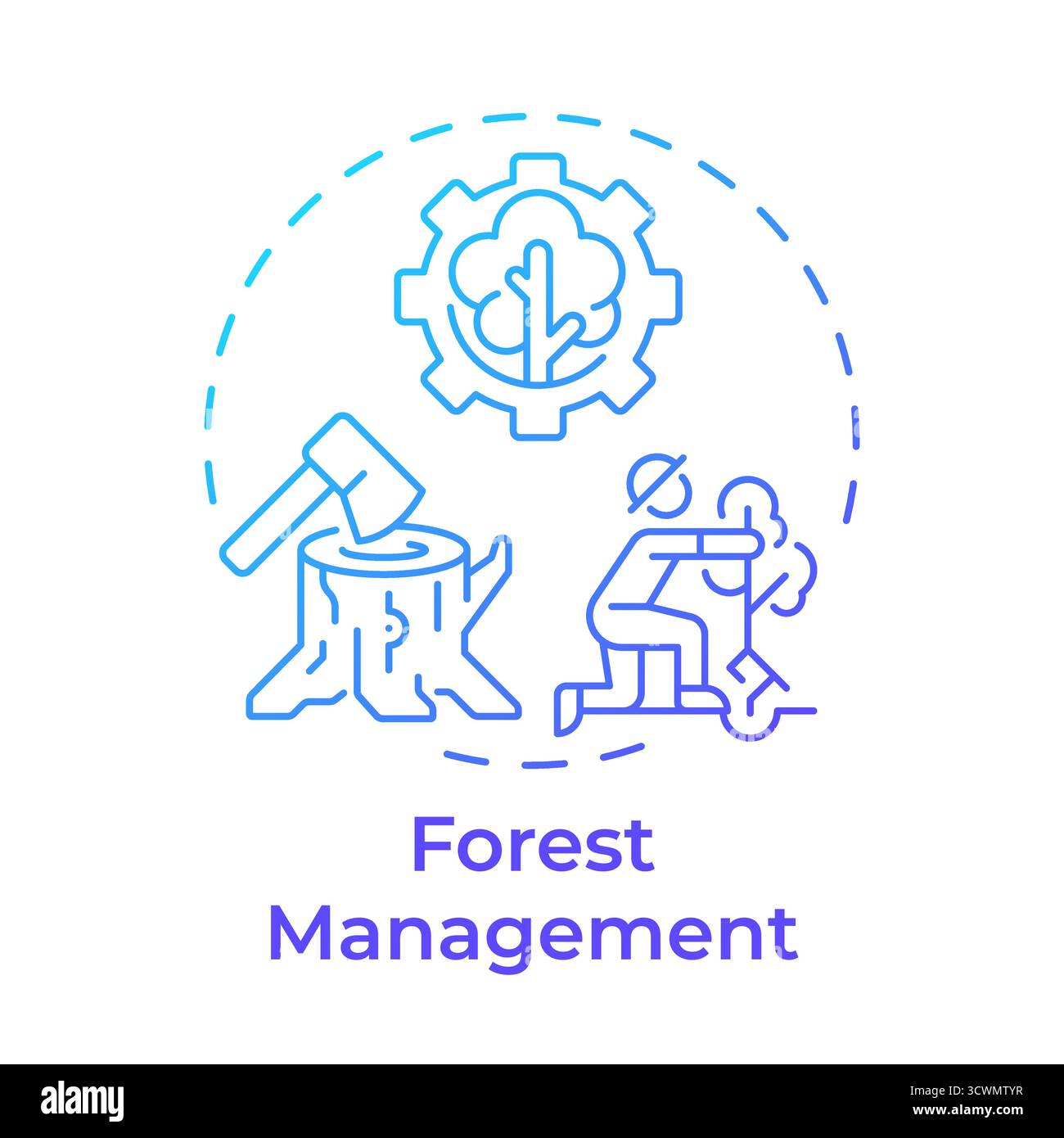 Forest management blue gradient concept icon Stock Vector