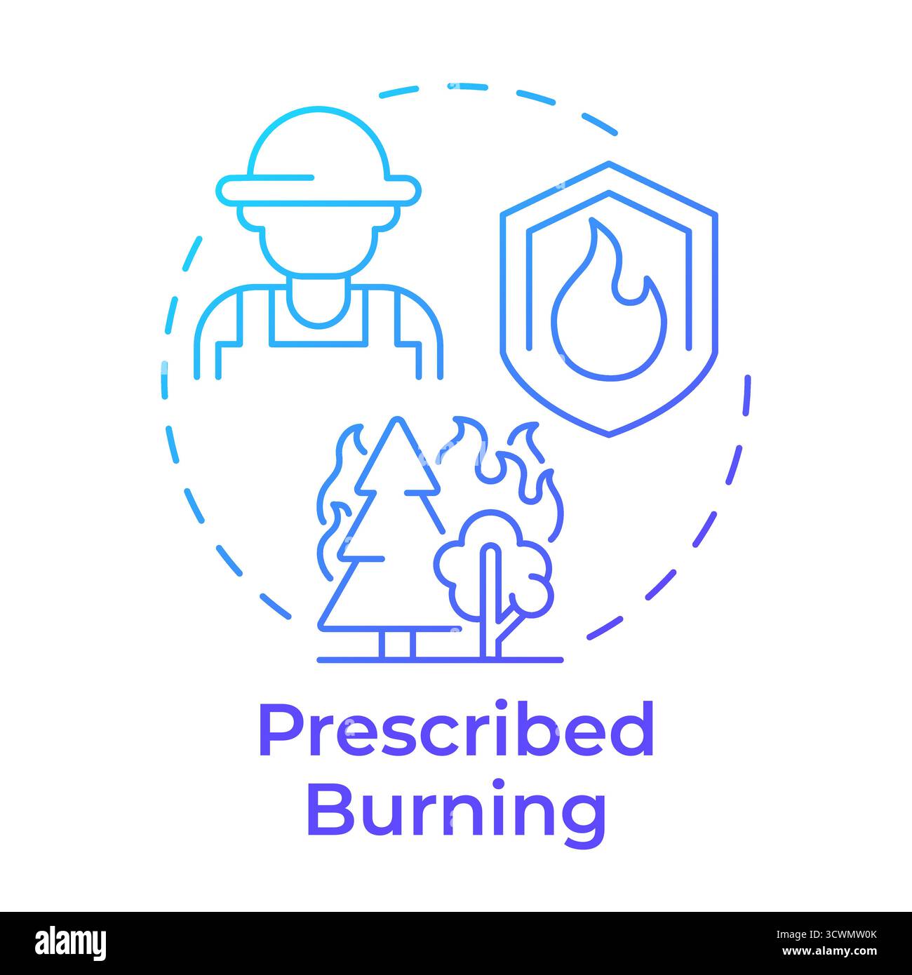 Prescribed burning blue gradient concept icon Stock Vector