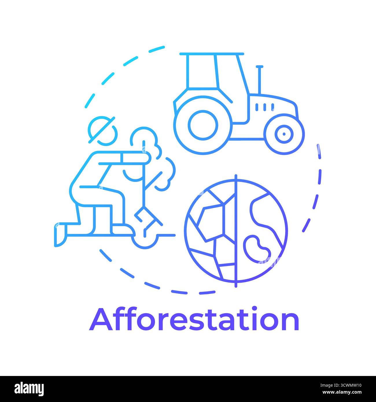 Afforestation blue gradient concept icon Stock Vector