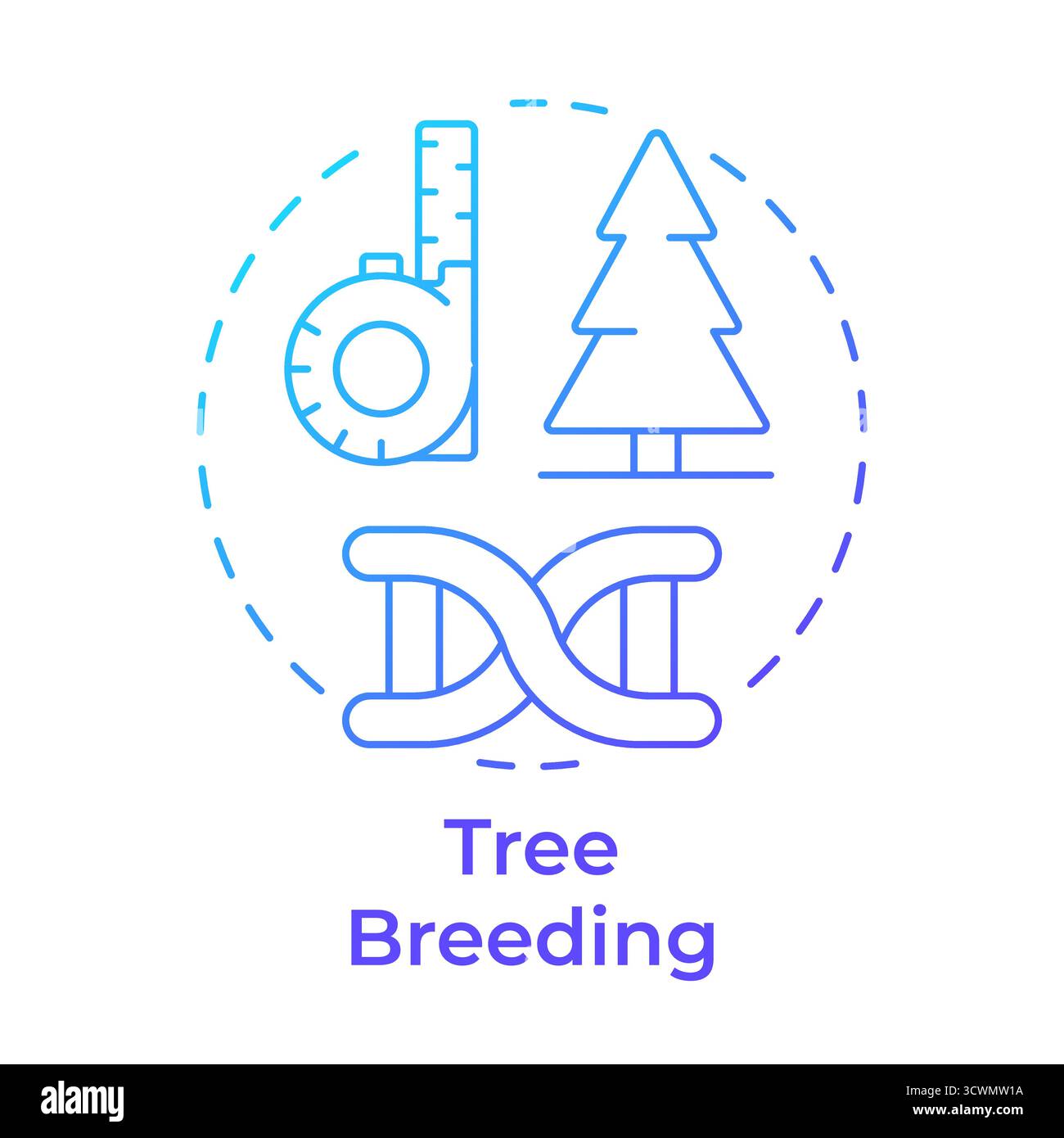 Tree breeding blue gradient concept icon Stock Vector