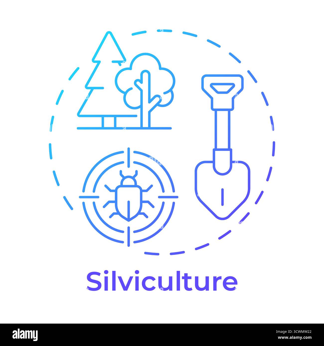 SIlviculture blue gradient concept icon Stock Vector