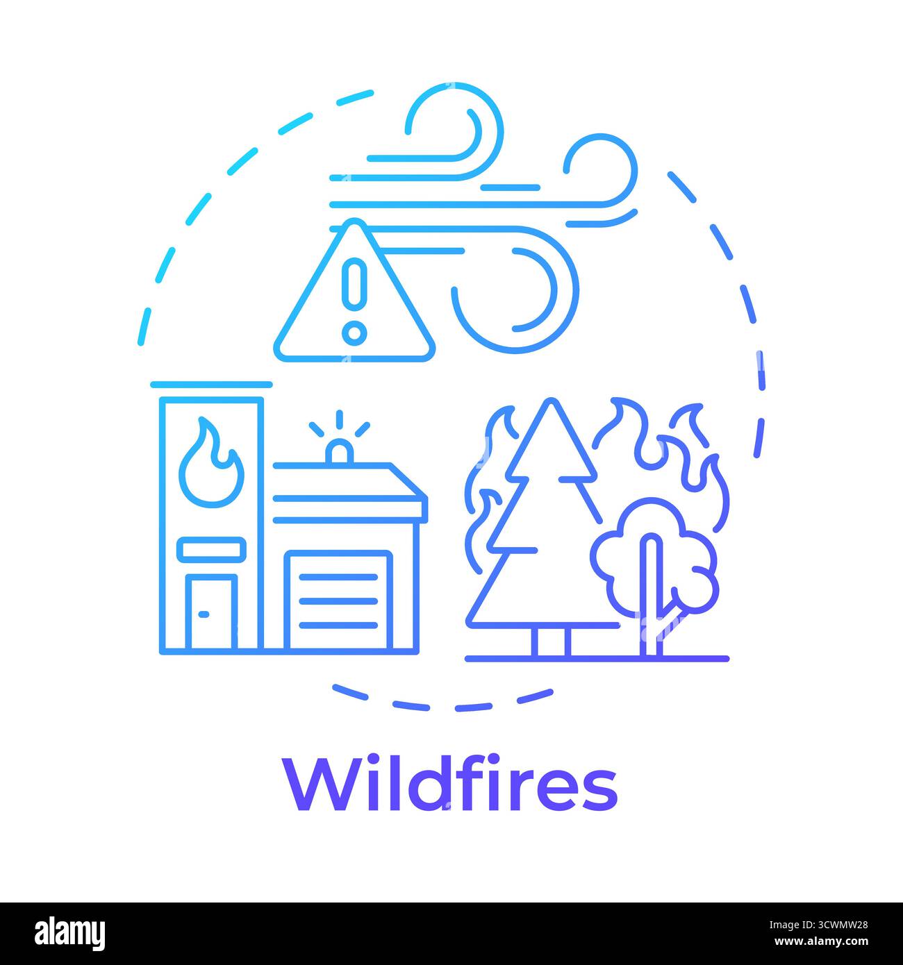 Wildfires blue gradient concept icon Stock Vector