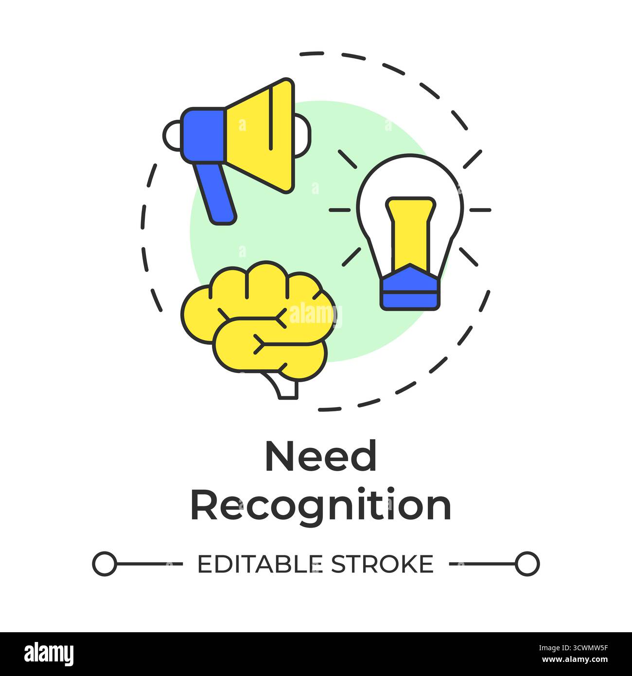 Need recognition multi color concept icon Stock Vector