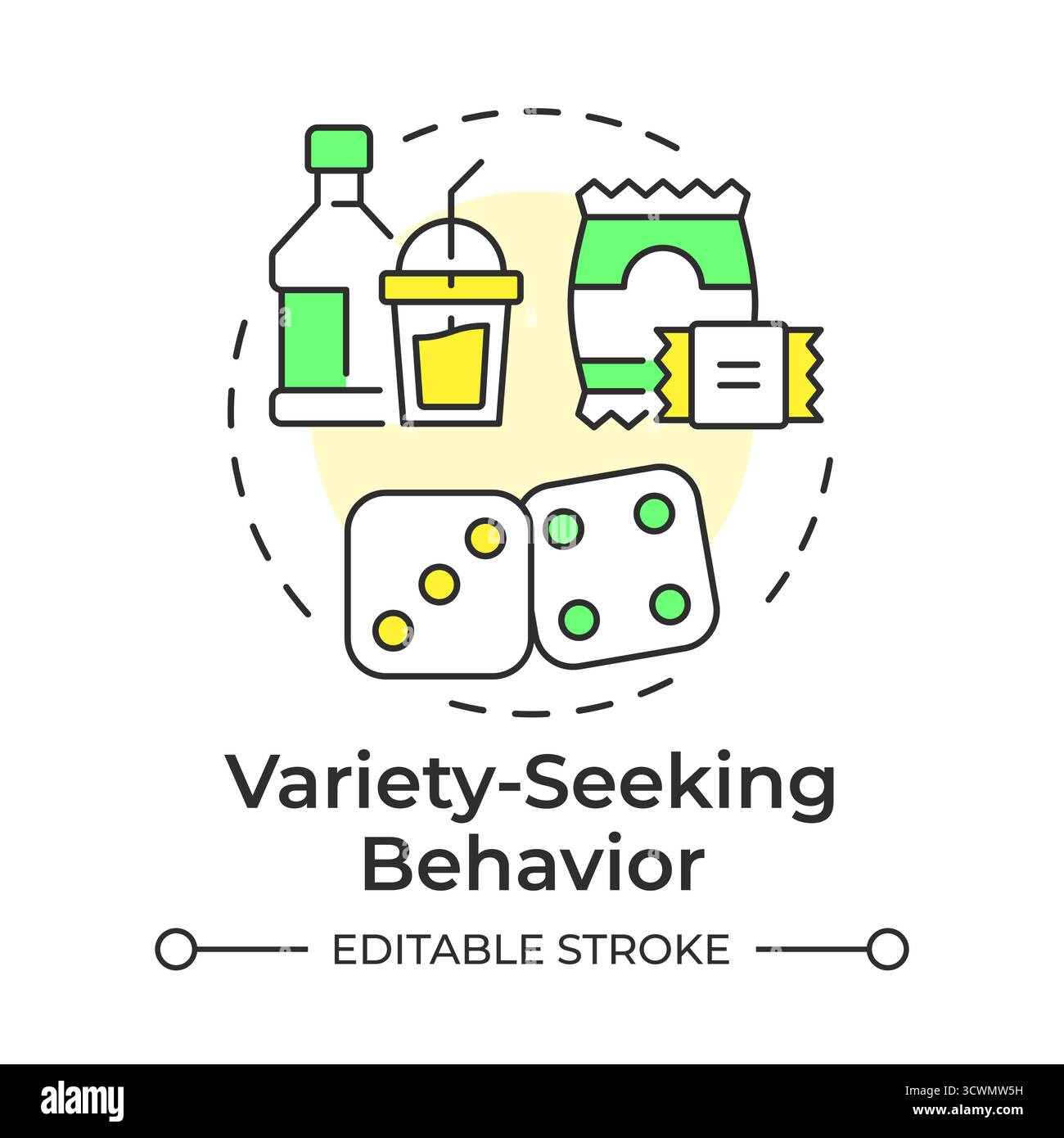 Variety-seeking behavior multi color concept icon Stock Vector