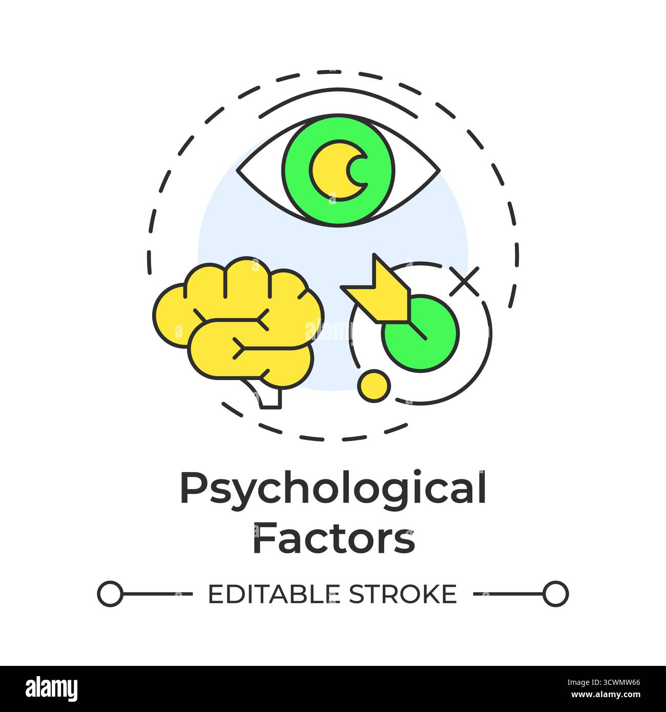 Psychological factors multi color concept icon Stock Vector