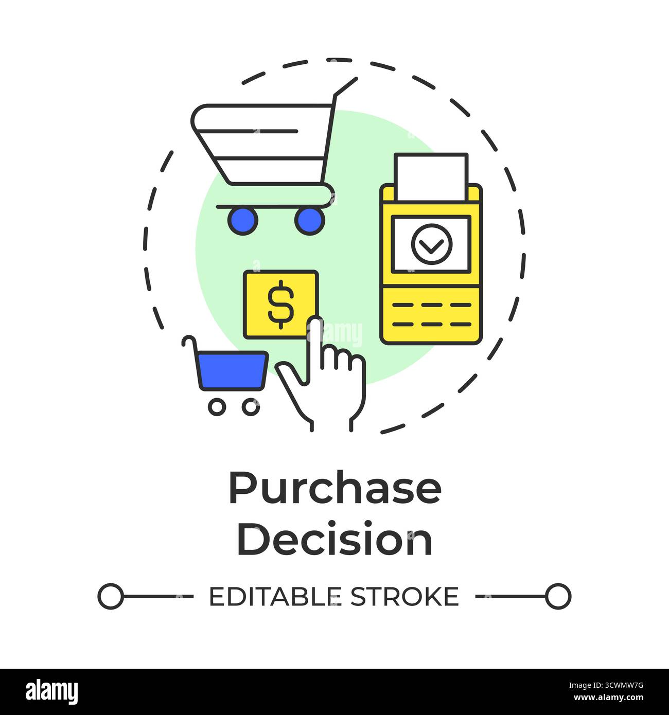 Purchase decision multi color concept icon Stock Vector