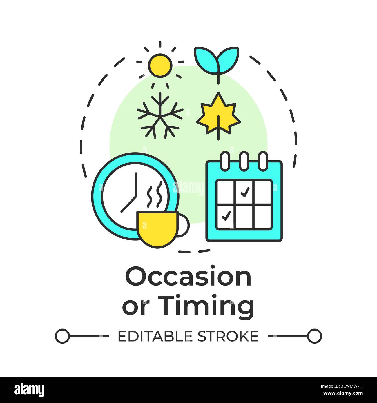 Occasion or timing multi color concept icon Stock Vector