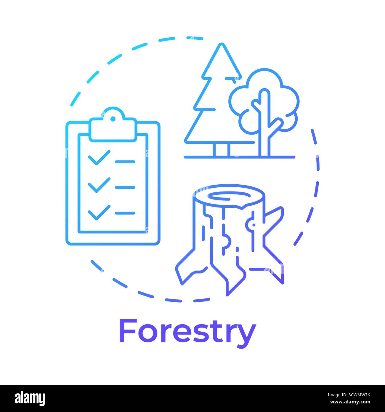 Forestry blue gradient concept icon Stock Vector