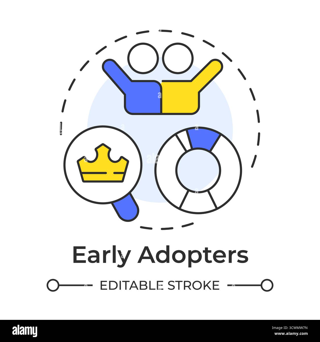Early adopters multi color concept icon Stock Vector
