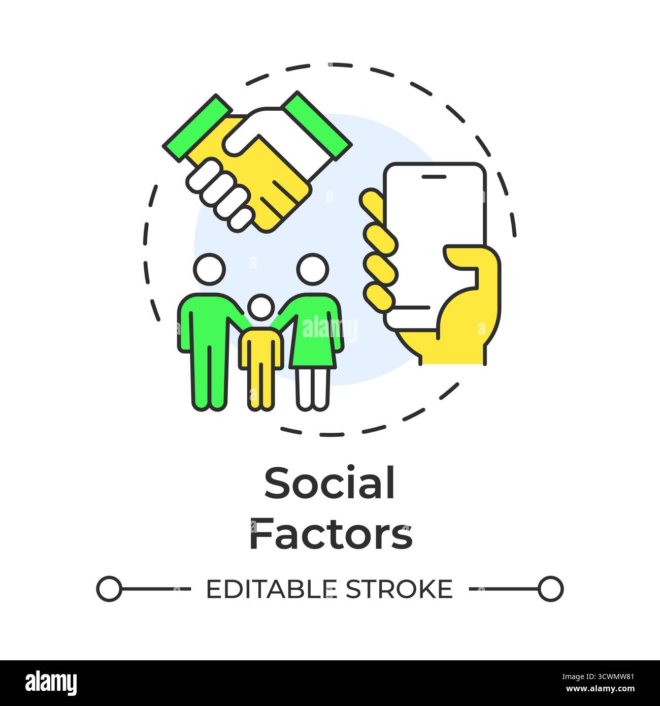 Social factors multi color concept icon Stock Vector