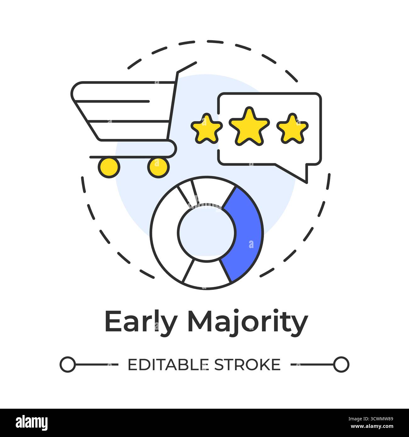 Early majority multi color concept icon Stock Vector
