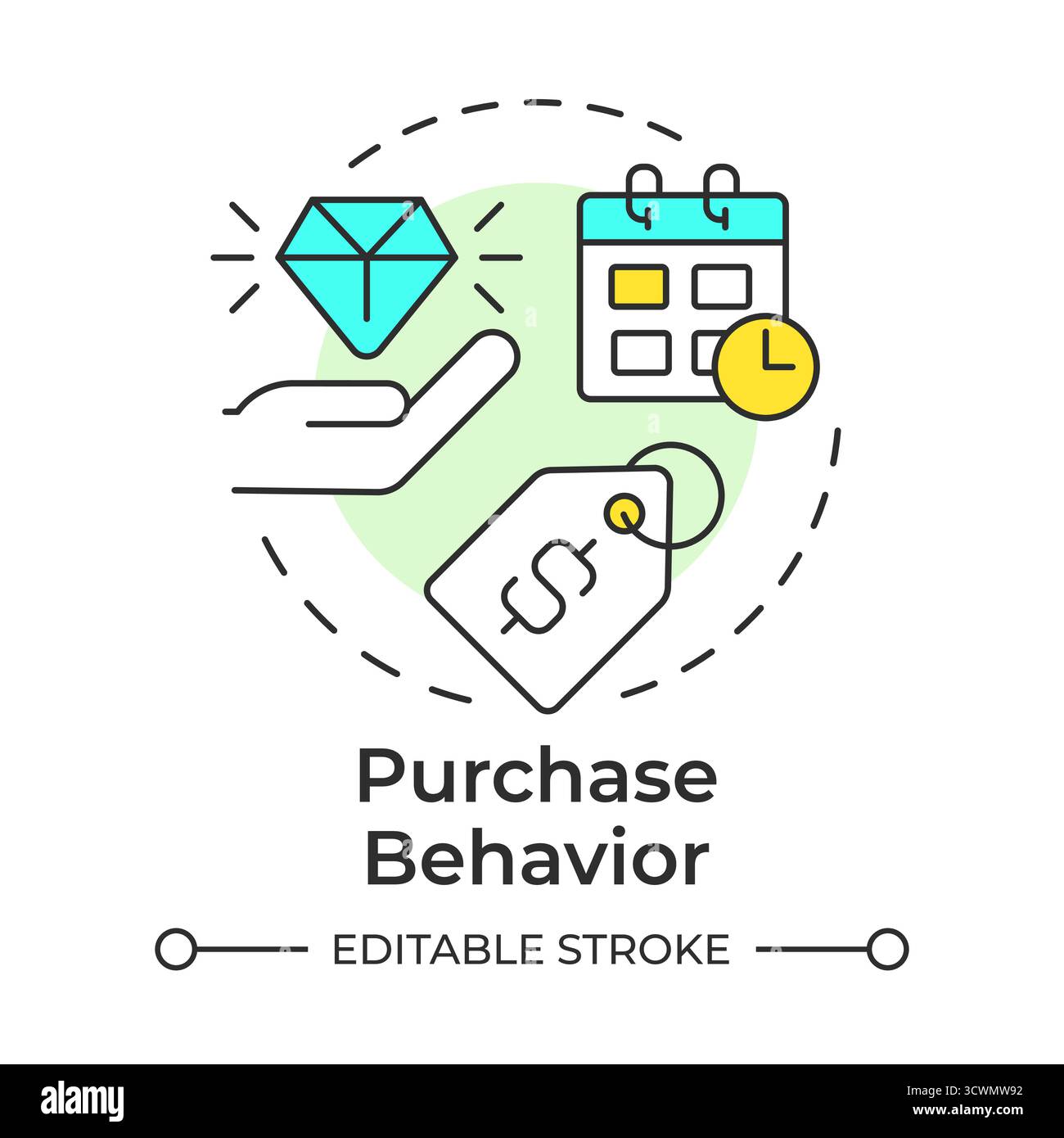 Purchase behavior multi color concept icon Stock Vector