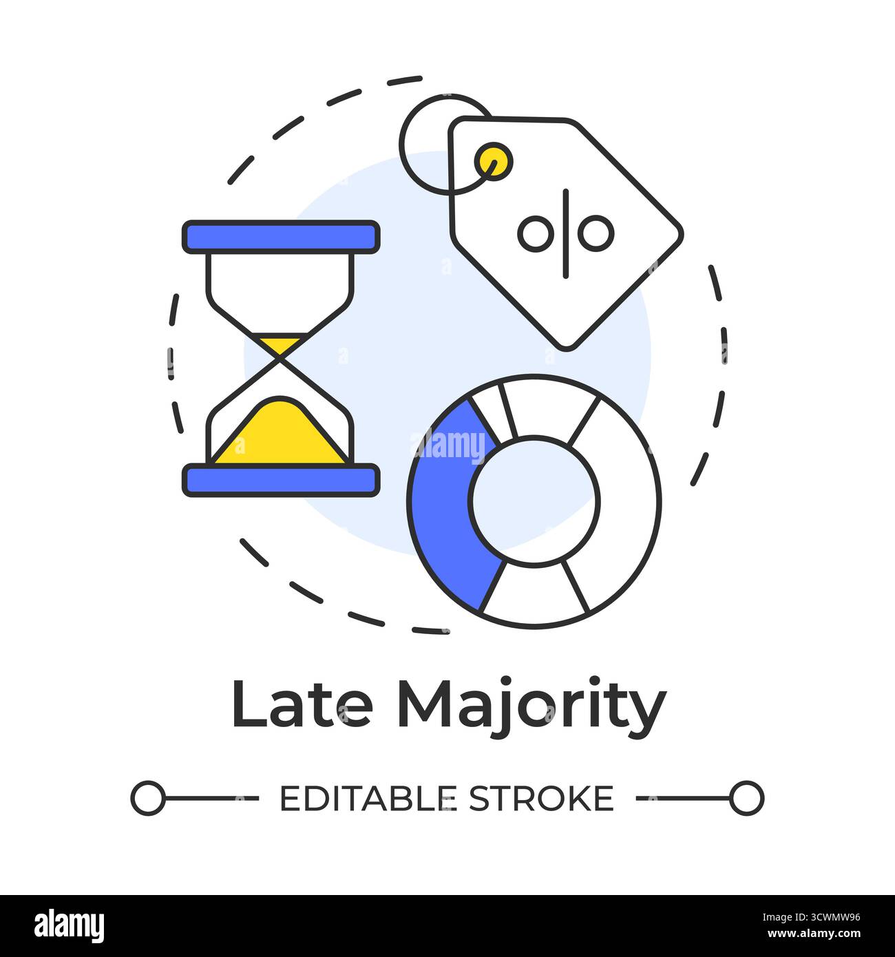 Late majority multi color concept icon Stock Vector