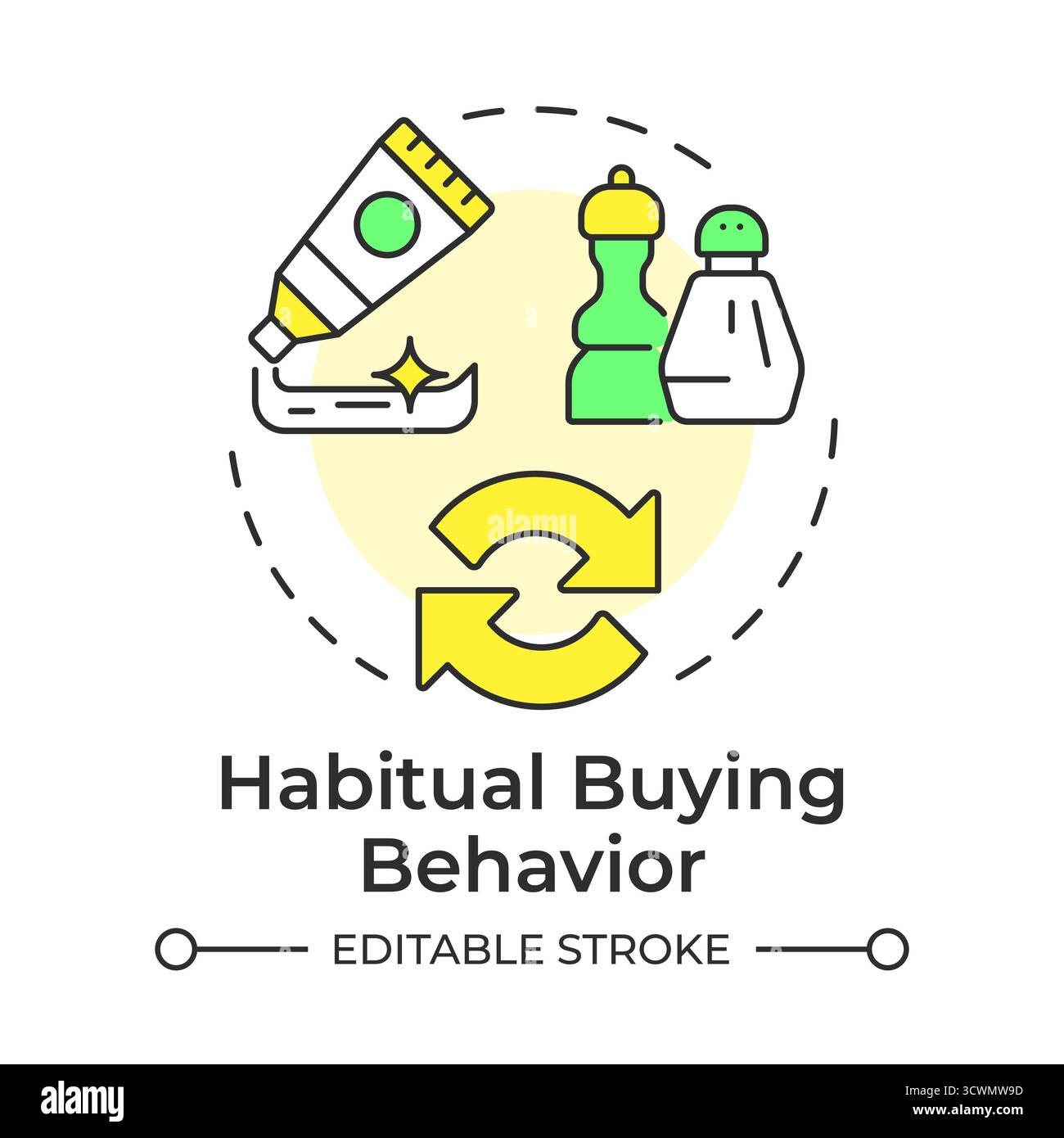 Habitual buying behavior multi color concept icon Stock Vector