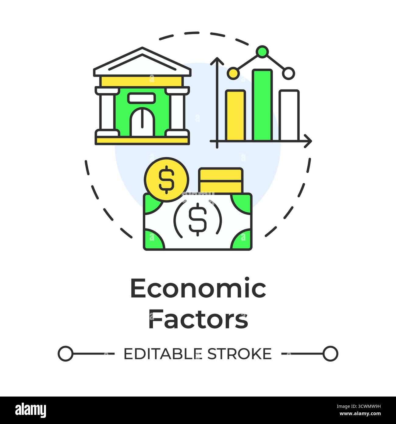 Economic factors multi color concept icon Stock Vector