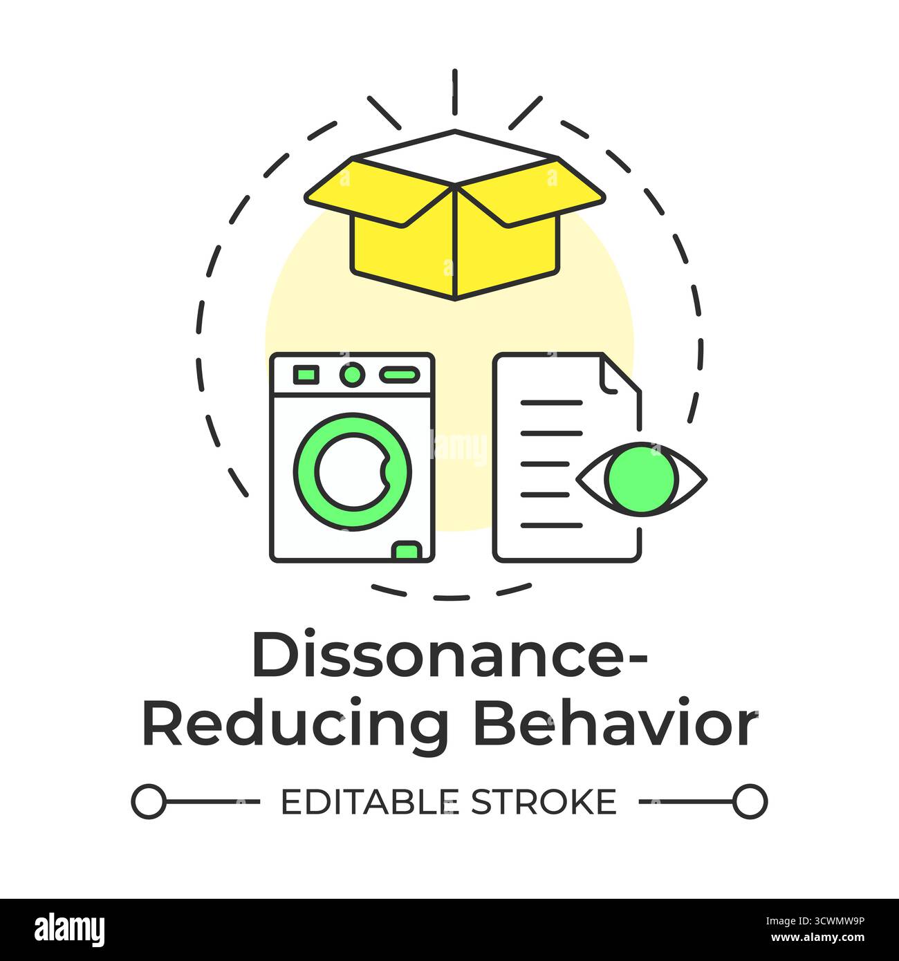 Dissonance-reducing behavior multi color concept icon Stock Vector