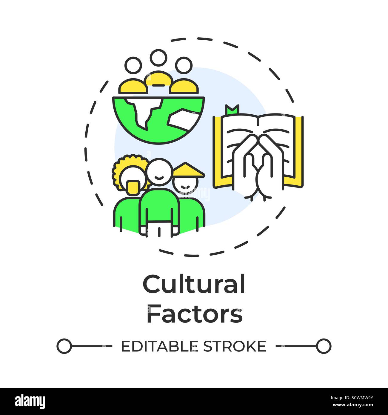 Cultural factors multi color concept icon Stock Vector