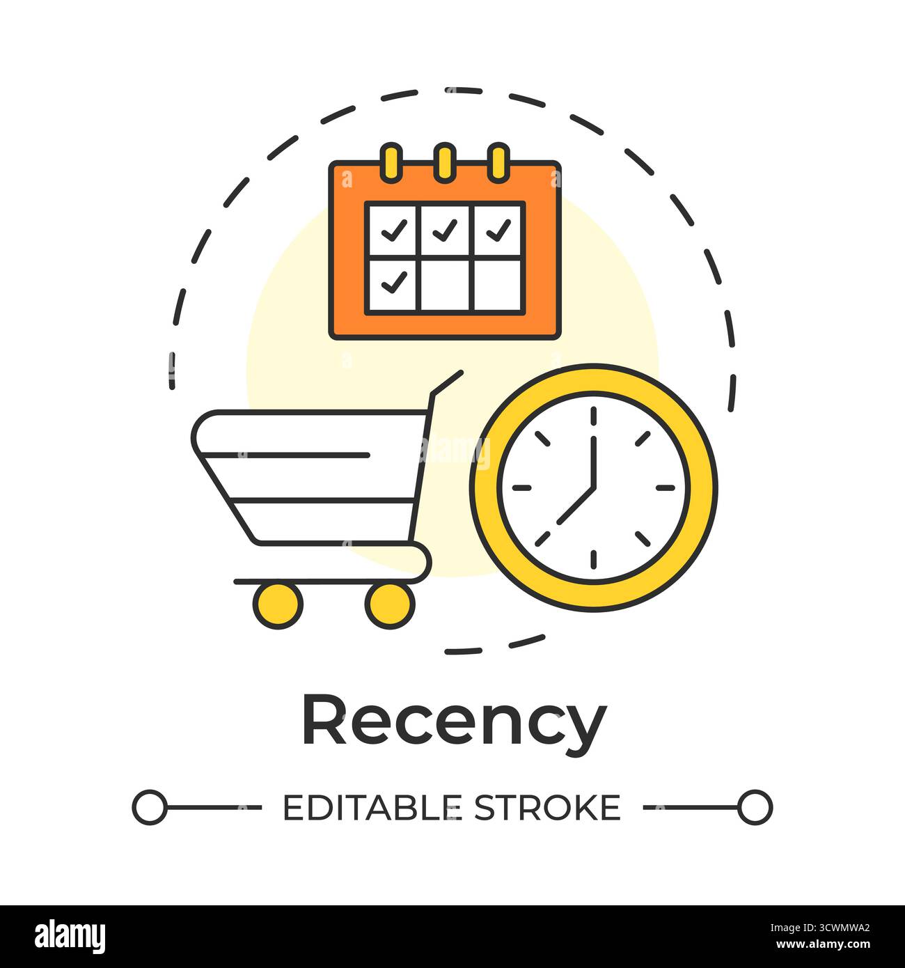 Recency multi color concept icon Stock Vector