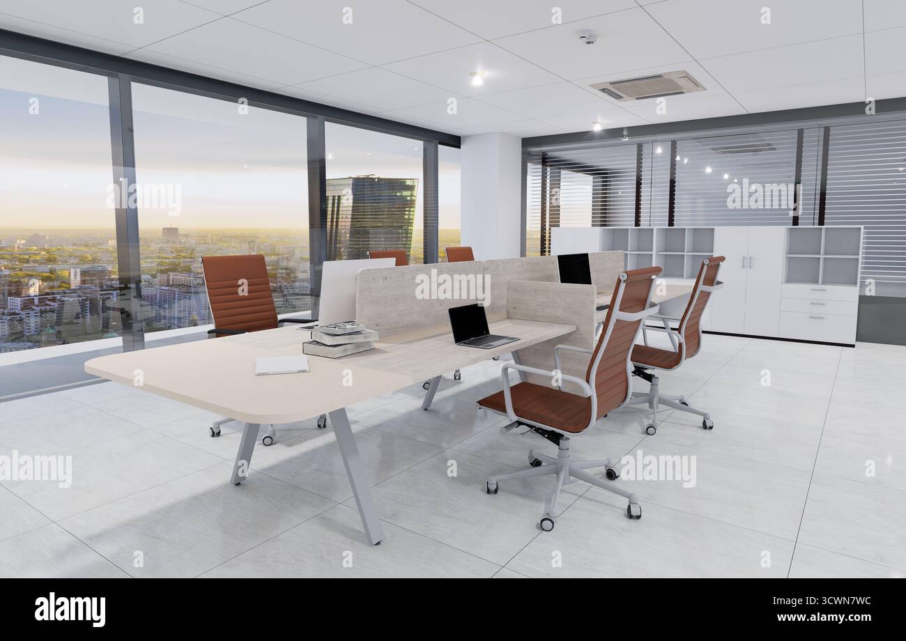 modern office interior render Stock Photo
