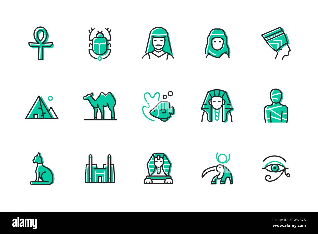 Travel to Egypt - set of line design style icons Stock Vector Image ...
