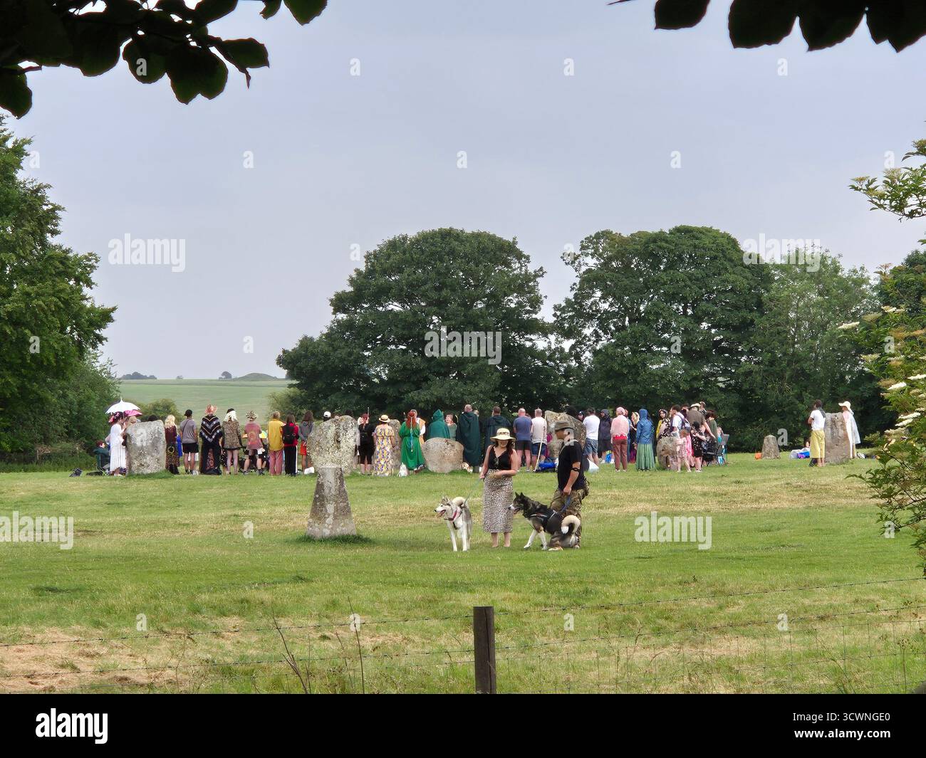 Avebury stone circle at solstice, England Stock Photo