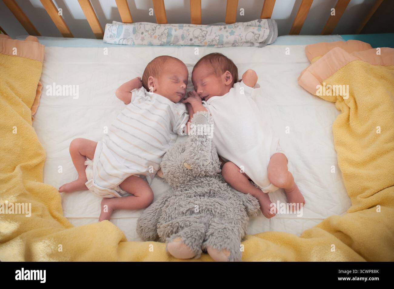 Happy twin babies rest side hi-res stock photography and images - Alamy