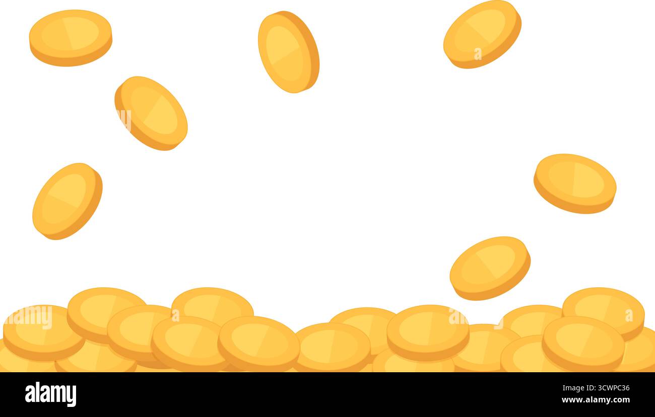 Golden coins falling on transparent background. Vector illustration Stock Vector