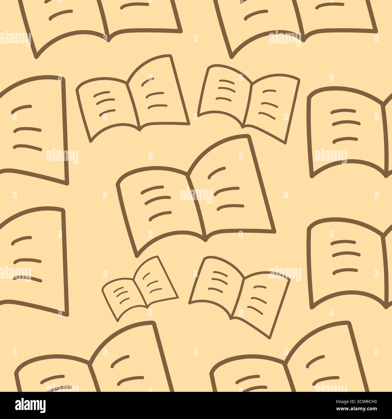 Hand Drawn Open Books Seamless Pattern Vector Illustration Stock Vector