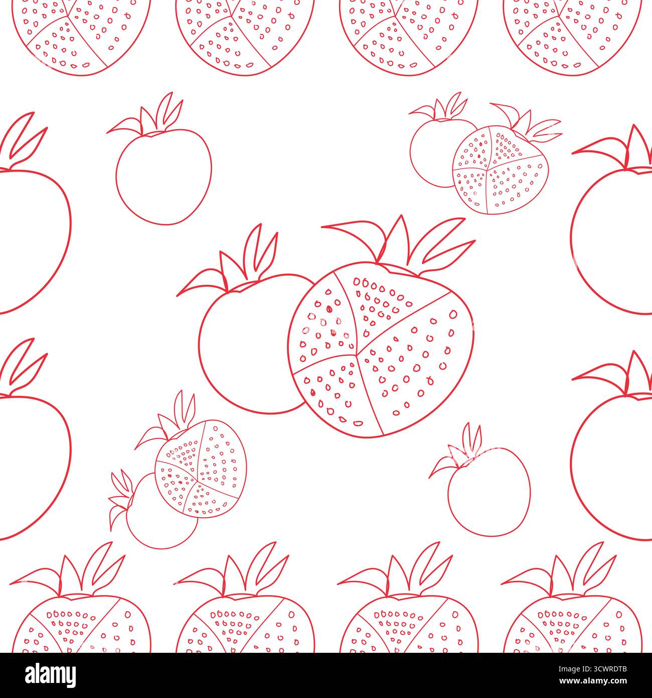 Hand Drawn Seamless Pomegranate Pattern Vector Illustration Stock ...