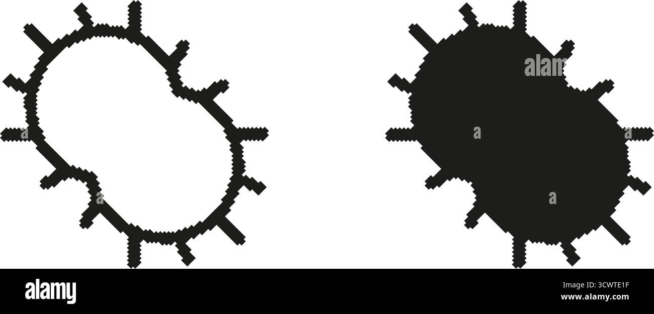 Bacteria Pixel Art Icon Set. Microorganism, Germ, And Microbe Symbol ...
