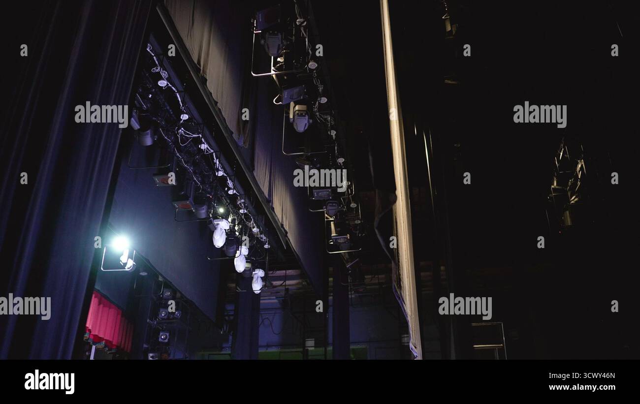 Theater stage lighting setup anticipating a performance Stock Photo