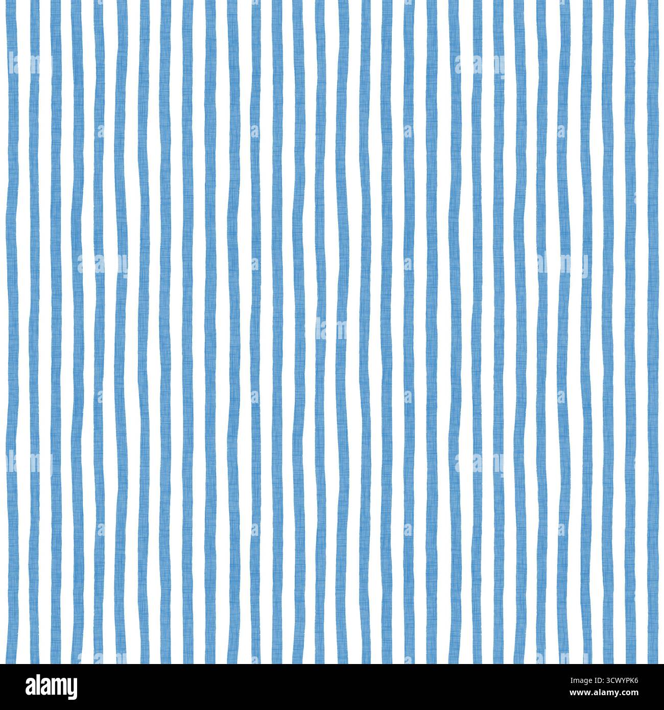Blue vertical hand drawn stripes on white Stock Photo