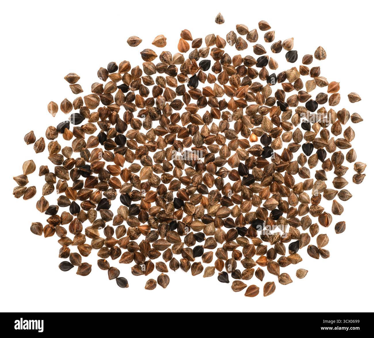 Buckwheat grains pile isolated on white background Stock Photo