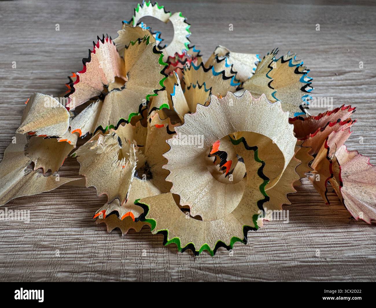 Colored pencil shavings which are going to be used for art - Smartphone Captured Stock Image