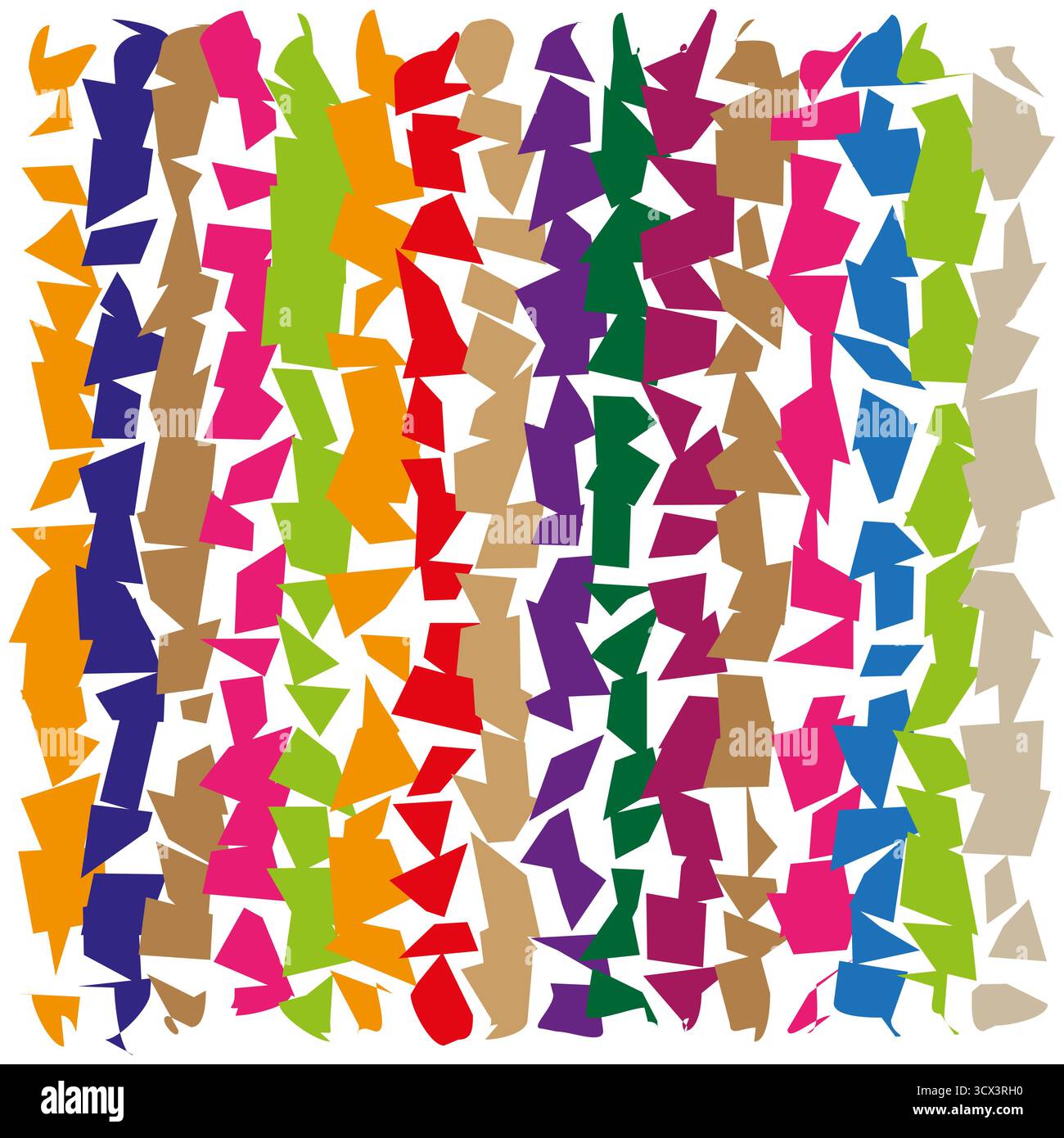 Abstract shape pattern. Irregular color pieces. Vibrant mosaic Vector. Dynamic playful design. EPS 10. Stock Vector