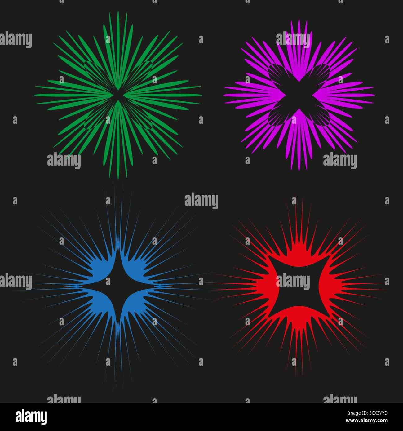 Color splash icons. Explosive firework symbols. Bright Vector elements ...