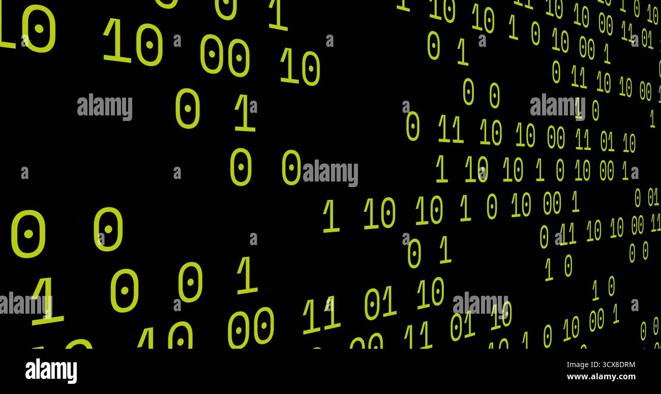 Displaying bright green binary digits streaming in code matrix, data visualization theme Stock Photo