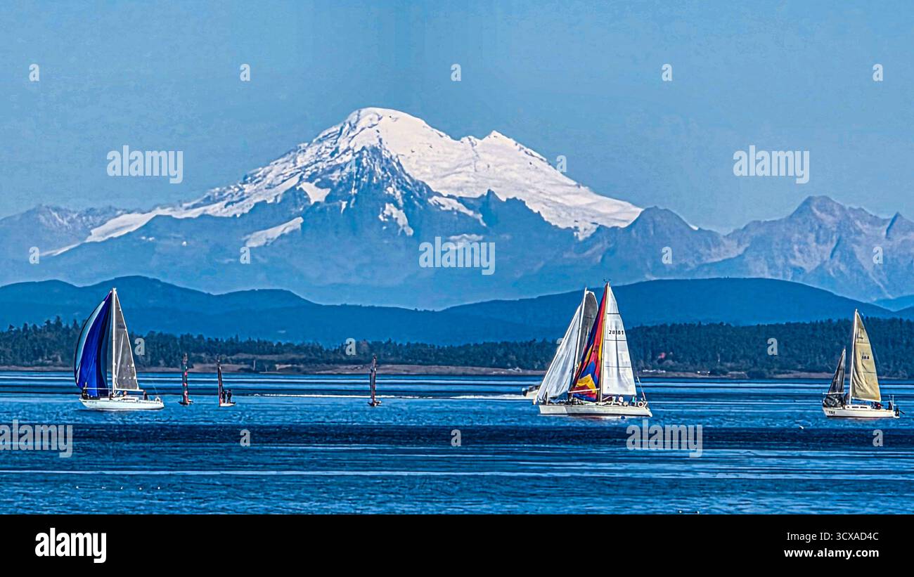 Sailing Beneath the Giants - Smartphone Captured Stock Image