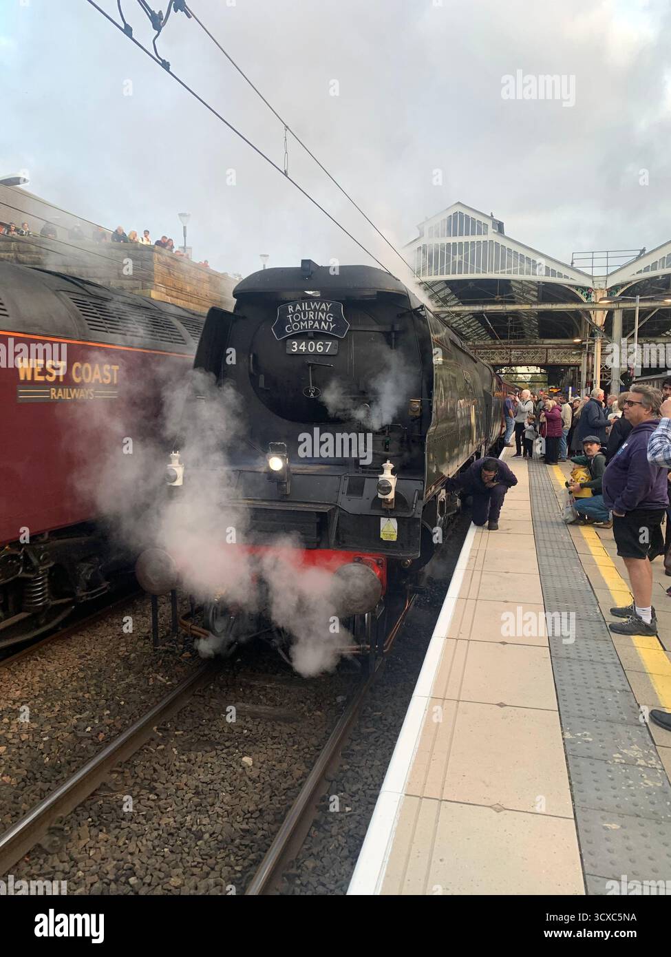 Carlisle British rail steam engine Diesel electric train trains UK Britain famous place Jail Goal First Class driver Tangmere fast smoke holiday people - Smartphone Captured Stock Image
