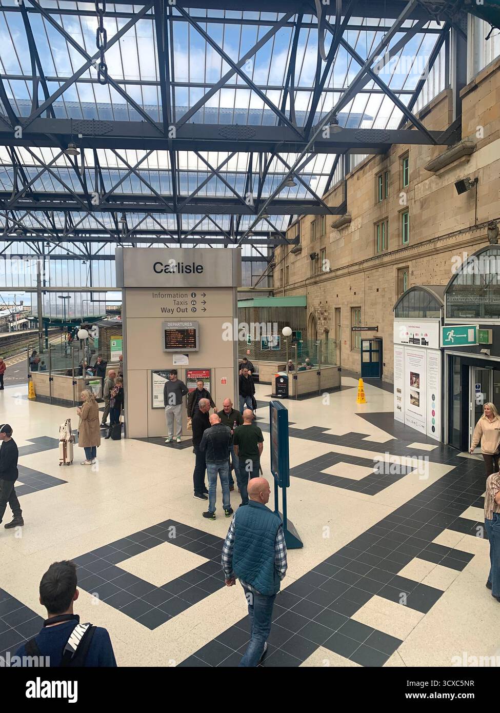 Carlisle rail railway station town place weather train trains view views Winter Summer Autumn cold hot place old visit jail killed died hung plaque UK - Smartphone Captured Stock Image