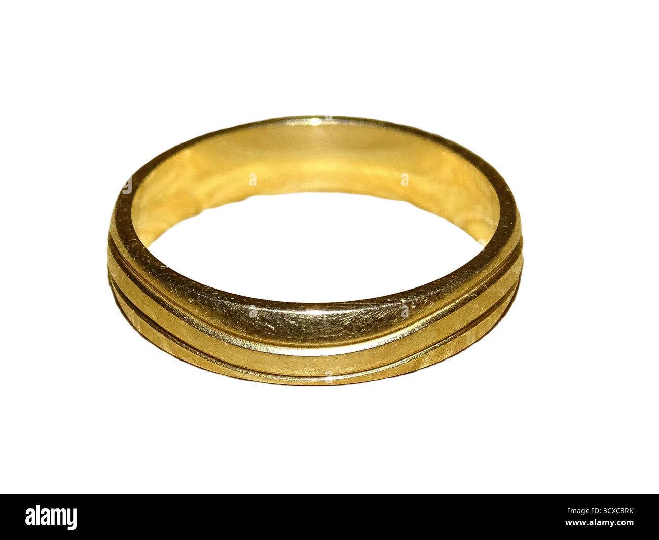 Gold wedding ring isolated on white background Stock Photo