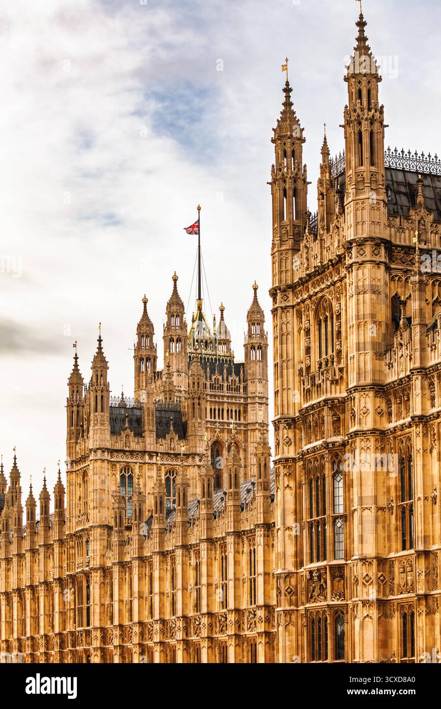 Ornate Gothic Revival Architecture Of The Palace Of Westminster In 